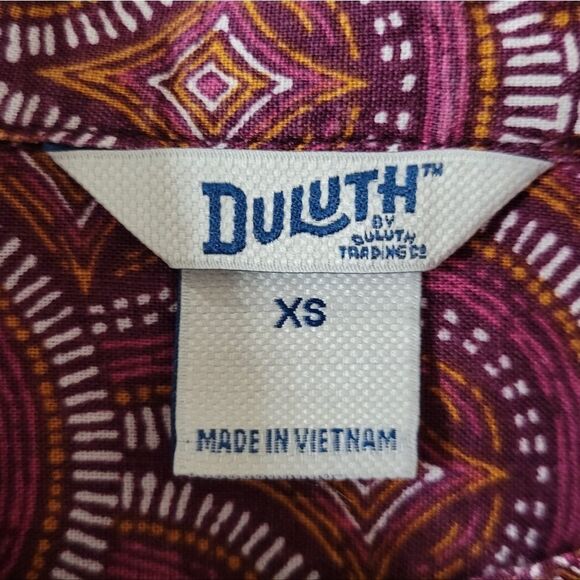 Duluth Trading Purple Patterned Artisan Hemp Long Sleeve Tunic - Picture 2 of 16